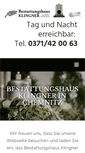 Mobile Screenshot of bestattungshaus-klingner.de